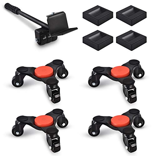 Ronlap 15,2 cm Stahl-Dolly, 3 Räder, Möbel-Mover's Dolly mit Heber, schwere Möbelrollen, bewegliche Dreieck Dolly Drehrolle, 59 kg Kapazität pro Packung, 4 Stück, schwarz