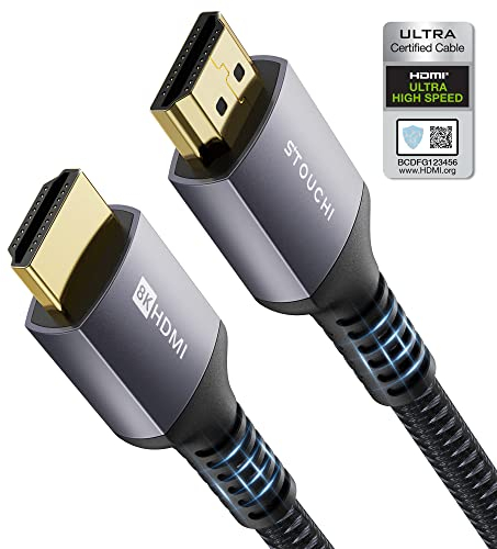 Stouchi 10K 8K 4K HDMI Kabel 3meter Zertifiziertes, Ultra High Speed HDMI® Cable HD 48 Gbit/s,10K 8K120Hz 4K120 144 Hz RTX 3080 eARC HDR10 4: 4: 4 HDCP 2.2&2.3 Dolby Atmos Kompatibel mit Roku TV/PS5