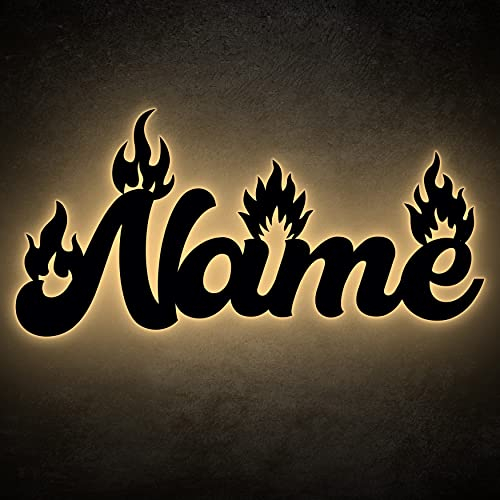 Name mit Flamen personalisierte Wunsch Name Lasergravur Schlummerlicht Nachtlicht für Wohnzimmer Kinderzimmer Geschenk zum Geburtstag oder Weihnachten
