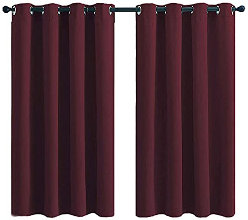 NOPEXTO Verdunkelungsvorhang Ösen Gardinen Wohnzimmer Vorhang Verdunkelung,2 Stück Verdunkelungsvorhang Blickdicht Gardinen (2×86×137cm,Weinrot)