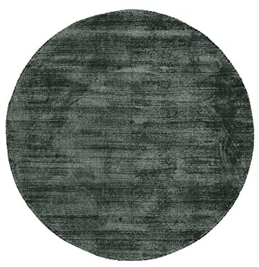 carpetfine Viskoseteppich Rund AVA Dunkelgrün Ø 120 cm | Moderner Teppich für Wohn- und Schlafzimmer