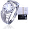 Halukakah Herren Moissanite Ring 925er Sterlingsilber mit 2 Karat Diamant und Zertifikat,2,0ct Luxusschmuck für Verlobungen,Verstellbare Größe,Marine Melodie,für Ehemann,Freund,Jubiläum,Hochzeit