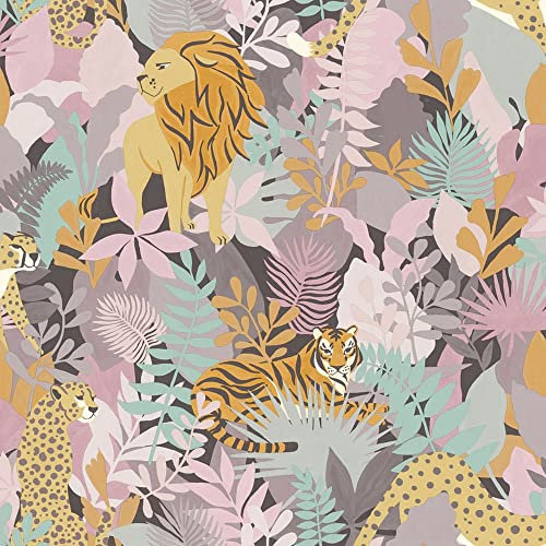 Holden Animal Kingdom Wallpaper Exotic Tropical Jungle Multi/Pink 13070