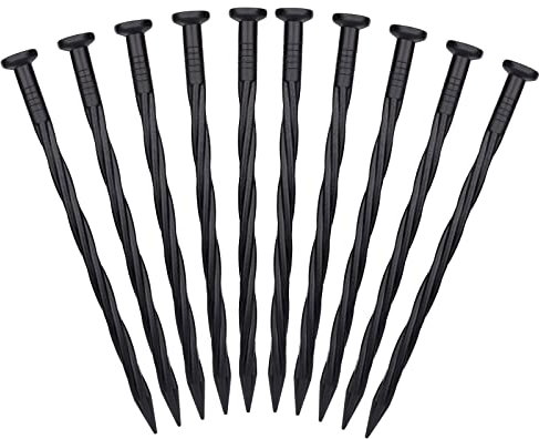 SAVITA 10pcs Landscape Edging Stakes, Plastic Garden Anchoring Spikes Tent Ground Nail Spiral Garden Landscape Stakes for Paver Edging Weed Barrier Artificial Turf