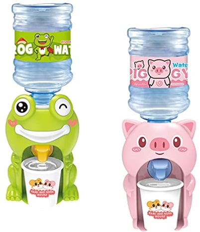 2pcs Water dispenser toy drinking cartoon water fountain toys simulation water dispenser Pretend Role kids pretend play toy kids water dispenser pig toy desk plastic child mini