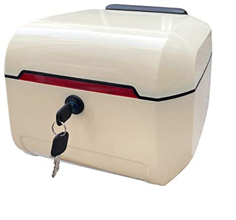 Motorbike Scooter Trunk top box,Multifunctional Motorcycle top case, Luggage Helmet Storage Box,Universal Moped/Scooter Tour Tail Box, with Ergonomic Backrest (Color : Cream white)