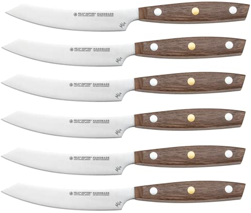 FELIX SOLINGEN 224606 MIU Steakmesser-Set, 6-tlg. – 11 cm Stahlklinge mit edlem Walnuss-Griff – Made in Germany