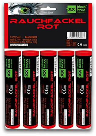 Blackboxx Fireworks Rauchfackel, 5er Pack (Rot)