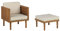 Lounge Sessel mit Ottomane Akazienholz Hellbraun Auflagen beige Rustikal Baratti