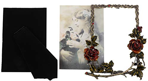 HOMSFOU Floraler Nordischer Stil Rose Foto Blumen Bilderrahmen Retro Design Desktop Zoll Metall Vintage Halter Dekorativ