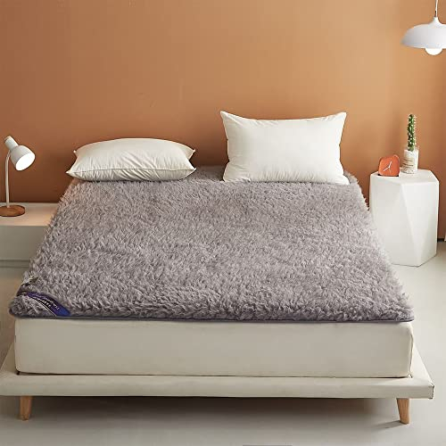 KKCD Dünne Tatami-Matratze Faltbar Japanische Bodenmatratze Single Roll-Up-Futon-Matratze Queen rutschfeste Weiche Isomatte Warme Tatami-Plüschmatte Floor Lounger Couchbett,Grau,90x200cm(35 * 79in)