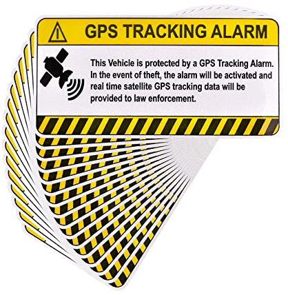 IDISON 16 Stück Anti-Theft GPS Tracking Sticker Set Selbsthaftend Auto Aufkleber und Decals mit Warnzeichen oder Static Cling Decal, Motorcycle, Bike, Fahrzeug Anti-Theft Security Zeichen
