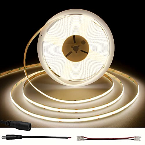 TTWAY COB LED Streifen 10M, Neutralweiß 4000K LED Streifen 384LEDs/M, CRI 93+, DC24V, 8mm Cob Verbinder, gleichmäßiges Licht, COB LED Strips für Schlafzimmer, Heimdekoration (Netzteil Nicht Enthalten)