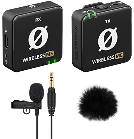 Rode Wireless ME - Sistema microfono wireless + Lavalier GO nero + protezione antivento in pelliccia Keepdrum