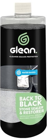 GLEAN Black Stone Restorer & Sealer | BLACK | 1 Litre | Impregnating Patio Sealer Restores Colour Of Faded Black Limestone, Slate, Marble & Concrete | Interior & Exterior Sealant