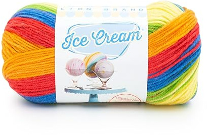 Lion Brand Yarn Ice Cream, DK Weight Acrylic Blend Yarn for Knitting, Crochet, and Crafts, Hokey Pokey, 1 Pack