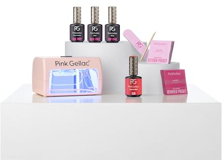 Pink Gellac Kit Vernis Semi-Permanent - Dashing Glace Kit Vernis Semi Permanent Complet avec Lampe Noire - avec Machine Facile à Utiliser - Fabriqué aux Pays-Bas