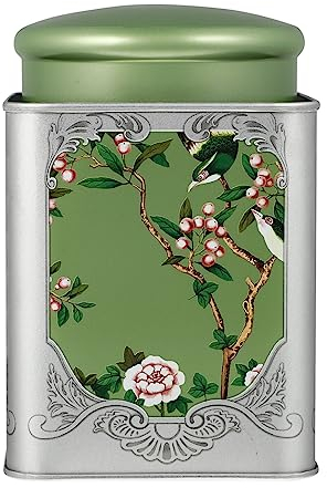 BESTonZON Tea Tin Canisters Chinese Style Tea Tin Vintage Loose Tea Storage Containers with Lid Metal Tinplate Empty Tins Coffee Canister Coffee Jar Nuts Snacks Storage Green