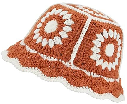 JiaTL WeyJia Häkelhut für Damen, gestrickt, handgefertigt, faltbar, Strandhut, modisch, niedlich, bequem und lässig, Einheitsgröße