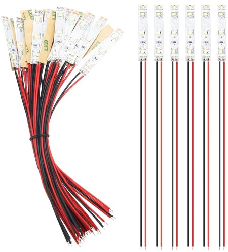 YIXISI 25 Stücke 50mm VorDrahtete LED Streifen, 2335 SMD LED, Modellbau Led Beleuchtung, 12-18V LED Streifen, Weiß
