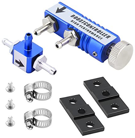 CGEAMDY Manueller Turbo-Boost-Regler, Aluminium Einstellbar Manuell Turbo Boost Regler Controller Ventil, Universal Entlüftungsventil Kit für Motorteile(Blau)