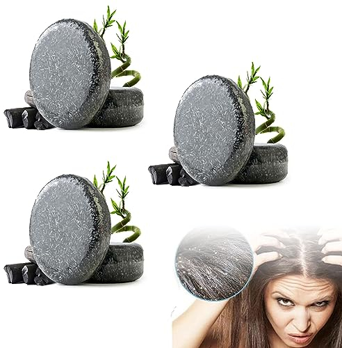 Goniome Haarwaschseife, Shampoo Bar, 55g, 3er Pack, Grauhaar Rückführungsseife mit Bamboo Charcoal, Natürliche Inhaltsstoffe, Ohne Chemikalien