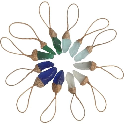 WeDoSoy 12PCS Handmade Sea Glass Block Ornament Pendant - Sea Glass Crafts