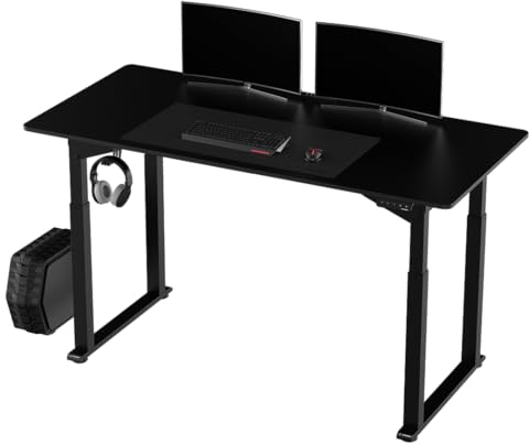 ULTRADESK Uplift V2 Computertisch Gaming Tisch Schreibtisch, Stahlkonstruktion, Platz für DREI Monitore, Elektrische Höheneinstellung, Beinfreiheit und mehr, Inklusive Zubehör, 160 x 75 cm, Schwarz