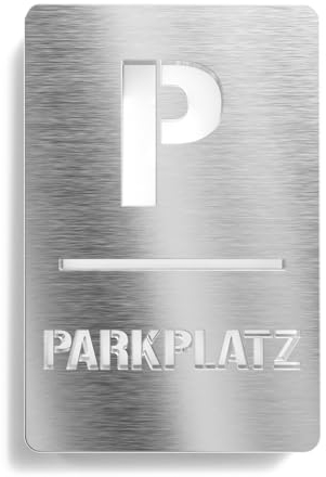 Urhome Hinweisschild Parkplatz aus V2A Edelstahl - Laserschnitt Gravur Schild - Parkplatzschild Lasergravur für Außenbereich Parkplatzfläche