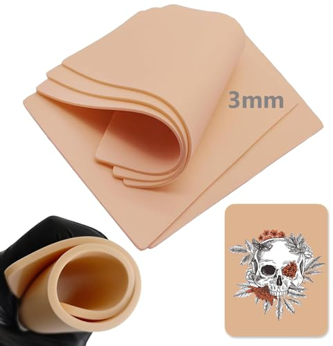 Kunsthaut Tattoo Übungshaut 3mm, Unihuby 6pcs Tattoo Haut 3mm Tattoos Kunsthaut 20x14cm Silikon Tattoos Skins Fake Skins