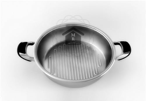 BISTECCHIERA Grigliata Acciaio Inox 18/10 Triplo Fondo INDUZIONE PREZIOSA (Bistecchiera Senza Coperchio)