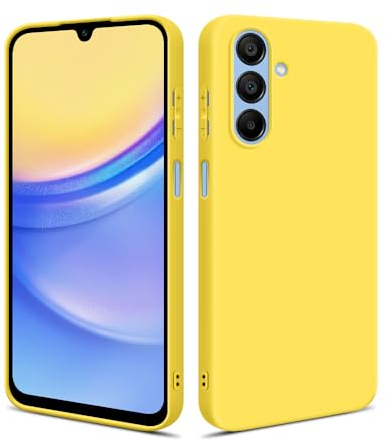 HSP Hülle für Samsung Galaxy A15 4G / 5G [Staubabweisend] Handyhülle | Premium TPU Silikon Case Schutzhülle | Kratzfest Stoßfest Fallschutz | Kameraschutz Displayschutz | Passgenau Dünn Matt | Gelb