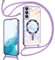 Kokio Cover Magnetica Glitter per Samsung Galaxy S22 5G con Cordino [Compatibile con MagSafe] Motivo Cuore TPU Silicone Brillantini Custodia per Donna Ragazza Antiurto Case per Samsung S22 5G Viola