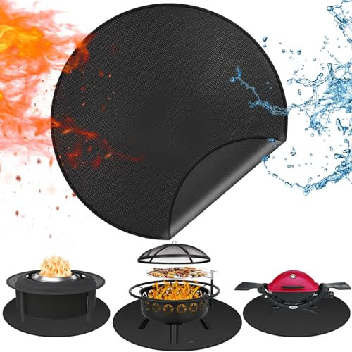 Amerbro Feuerschalenmatte kompatibel mit Solo Stove Lagerfeuer, Zubehör kompatibel mit Solo-Herd, 3-lagig, feuerfest, leicht zu reinigen, Grillmatte für Outdoor-Grilldeckschutz, 149,9 cm