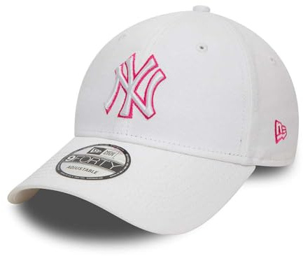 New Era 9Forty NY Yankees Team Outline Cap Basecap Baseballcap Curved Brim MLB York Damen - Metallschnalle, mit Schirm Sommer Frühling-Sommer