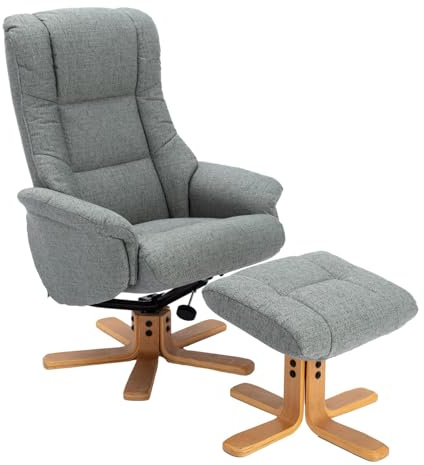 Morris Living The Cairo - Lisbon Teal Green Fabric - Swivel Recliner Chair & Matching Footstool