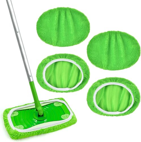Vicloon Recambios de Mopa Lavables y Reutilizables,4 Piezas Recambio Mopa Microfibra,Compatibles con Swiffer Fregona,Fregona Microfibra Recambio Mopa Pads,Microfibra de Repuesto para Mopa