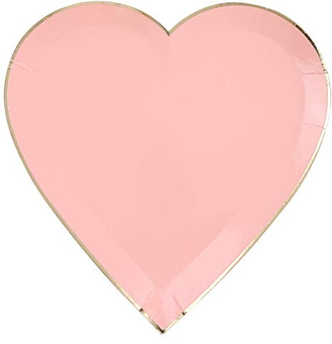 LIZEALUCKY Assiettes en carton en forme de cœur pour la Saint-Valentin, les fêtes d'anniversaire, les fêtes prénatales, les fêtes de remise de diplôme (rose)