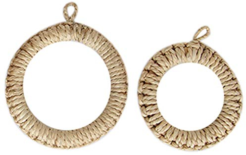 Eighosee Lot de 2 sets de table tissés à la main ronds tissés à la main, dessous de plat en paille pour légumes chauds, théières et théières