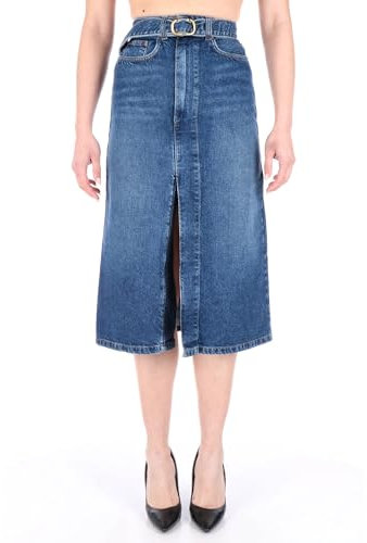 Twinset Midi-Jeansrock mit Indigo Denim Gürtel 241TP2661, blau, 44