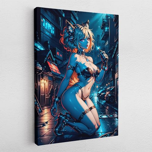 Poster Anime Catgirl Mädchen Frau niedlich Abstrakt Wandbilder Wohnzimmer Schlafzimmer Büro Wanddekoration Deko XXL günstig (Poster, 120x80 cm)
