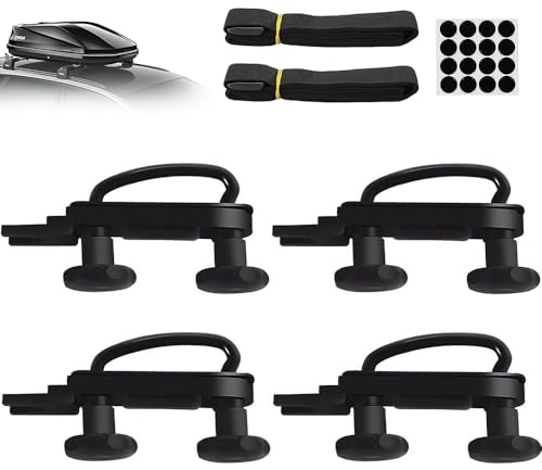 YANGUN Dachbox Befestigung U Bügel, 4 Sätze Universal Auto Van Montage Fitting Kit, Dachbox Halterung Installationszubehörsatz mit 8 Heavy Duty Kontermuttern + 2 Bandagen + Rund Punktaufkleber