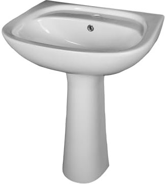Lavabo avec colonne en céramique 60 x 48 CM Blanc OLAM – LPP