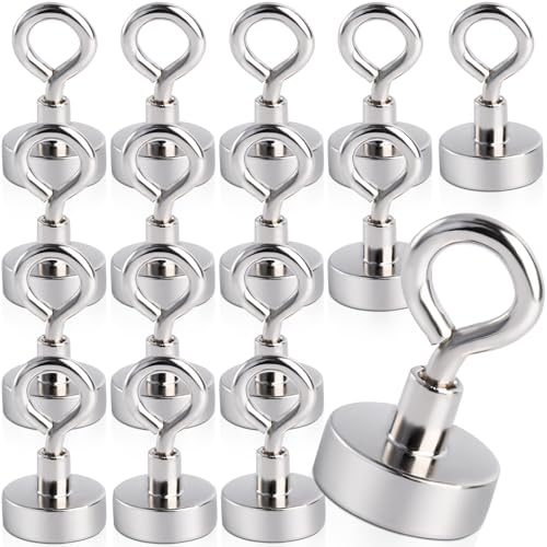 MAGXCENE 16 Stück Magnethaken Extra Stark 10KG Magnet Haken 20mm Neodym Magnethaken, Magnetische Haken Ösenmagnet Magnet mit Haken für Kreuzfahrt Grill BBQ Küche Kühlschränke Gadgets Eisentüren Büro