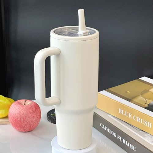 40oz Adventure Becher mit Henkel und Strohhalm, No Moq, 304 Edelstahl, BPA-frei, großer Becher (Lvory)