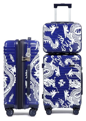 Sea choice Kofferset 3tlg. Hartschalen Trolley Koffer PC Handgepäck Set mit Beautycase Reisekoffer mit YKK Reißverschluss TSA-Schloß und 4 Rollen S/M/L (L Koffer Erweiterbar)
