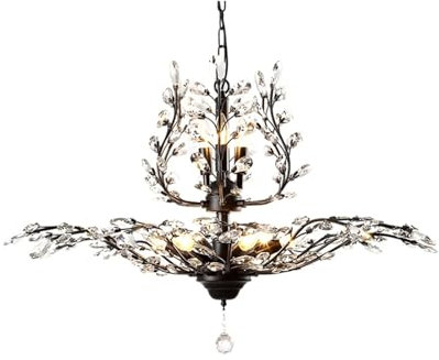 Lampes suspendues LED, lustres, plafonniers en cristal doré et noir, plafonnier décoratif pour salon, lampes et lanternes d'intérieur (couleur : noir, taille : 9 têtes)