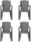 simpa Stackable High Back Plastic Rattan Effect Garden Chairs - Grey Set of 4