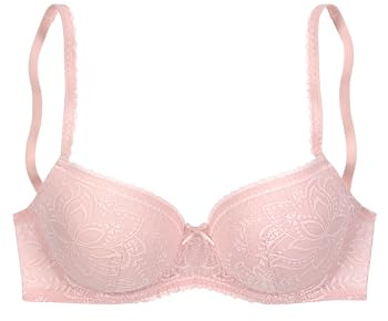 Lascana Damen Schalen-BH mit Spitze, leicht wattierte Cups, Zierschleife, verstellbare Träger, sexy Dessous für besondere Anlässe