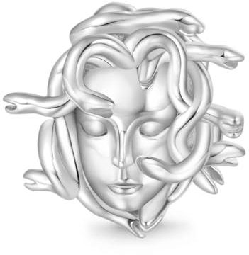 GNOCE Charm Perle Mythische Gorgone Medusa Kopf Charm 925 Sterling Silber Geschenk Fit Armband/Halskette Schmuck für Mädchen Kinder